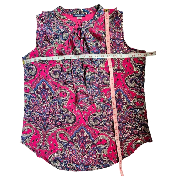 Tommy Hilfinger red top blouse paisley pattern sleeveless lined size M - Picture 13 of 13